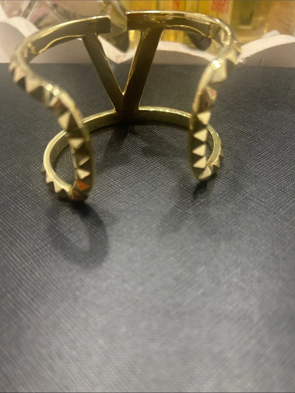 Valentino Gold Studded V-Shaped Cuff Bracelet